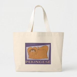 Grand Tote Bag Joli dessin coloré style Pekingese Chien