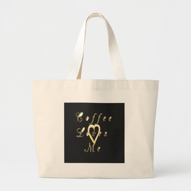 Grand Tote Bag Joli Noël Joli Café adoré m'aime. (Devant)