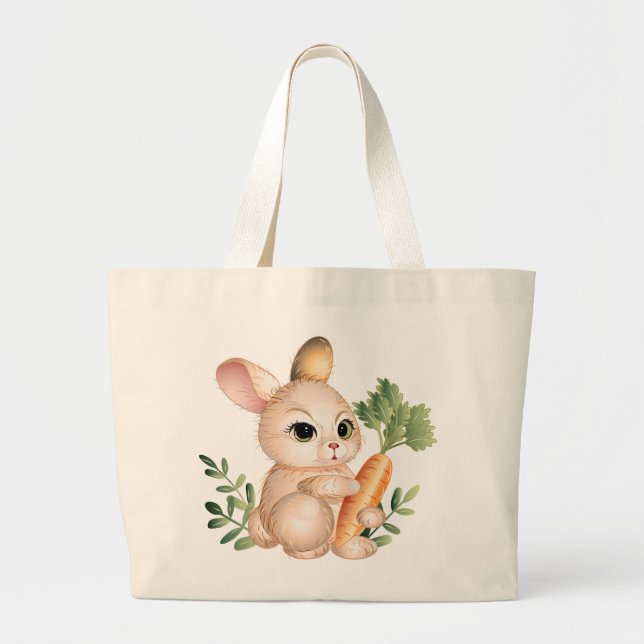 Grand Tote Bag Joli petit lapin (Devant)