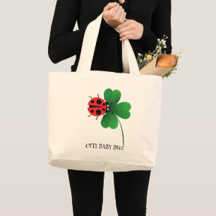 Grand Tote Bag Jolie coccinelle rouge sur Lucky leaf Enfants