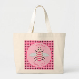 Grand Tote Bag Jolie fille rose bébé Bee personnalisée