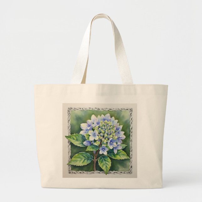 Grand Tote Bag Jolie Fleur Bleue (Devant)