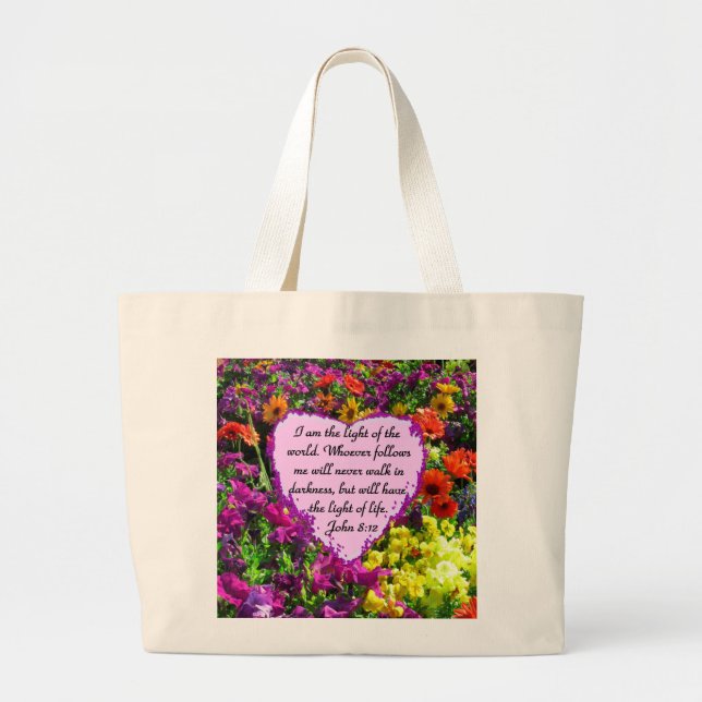 GRAND TOTE BAG JOLIE FLORAL JOHN 8:12 PHOTO DESIGN (Devant)