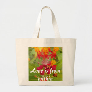 Grand Tote Bag Jolie florale colorée avec Milkweed Art Imprimer