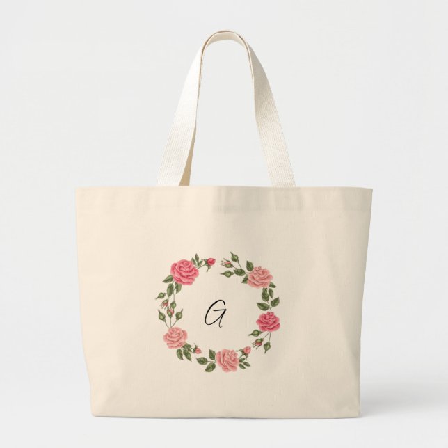 Grand Tote Bag Jolie Rose Monogram Bridesmaitres (Devant)