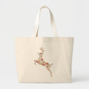 Grand Tote Bag Jolie silhouette vintage de cerf de printemps