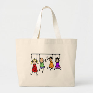 Grand Tote Bag Jote Kids Cartoon tenant des mots de la parole