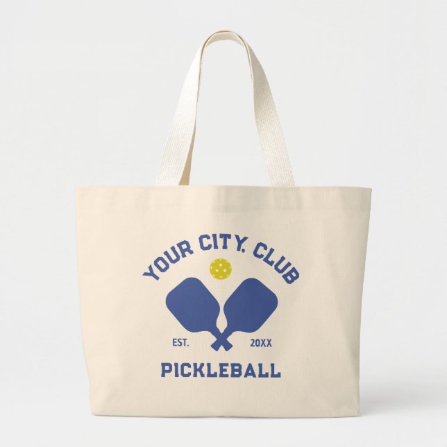Grand Tote Bag Joueur de l'équipe de Pickleball Club Personnalisé (Devant)
