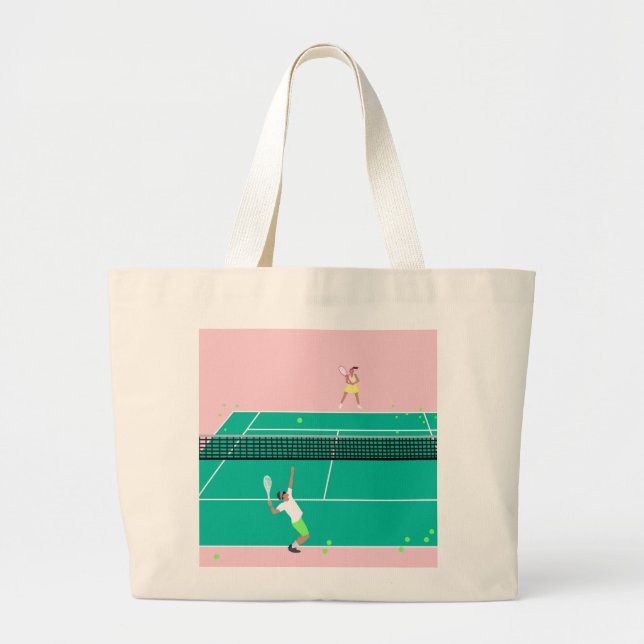 Grand Tote Bag Joueur de Match Art Moderne Pink Green (Devant)
