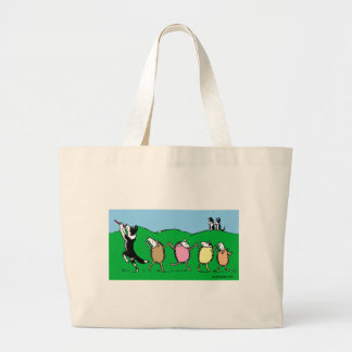 Grand Tote Bag Joueur de pipeau pie de border collie