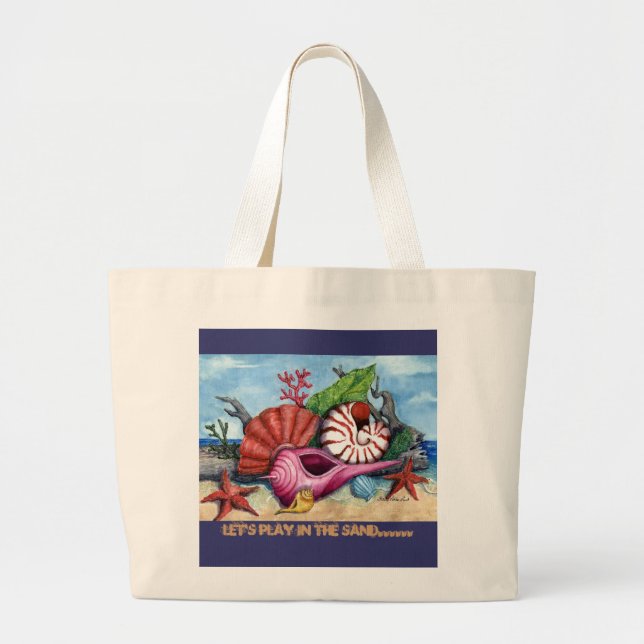 Grand Tote Bag Jouons dans le sable ..... (Devant)