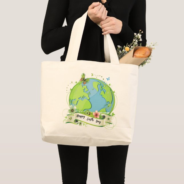 Grand Tote Bag Jour des terres heureux 2024 (Devant (produit))