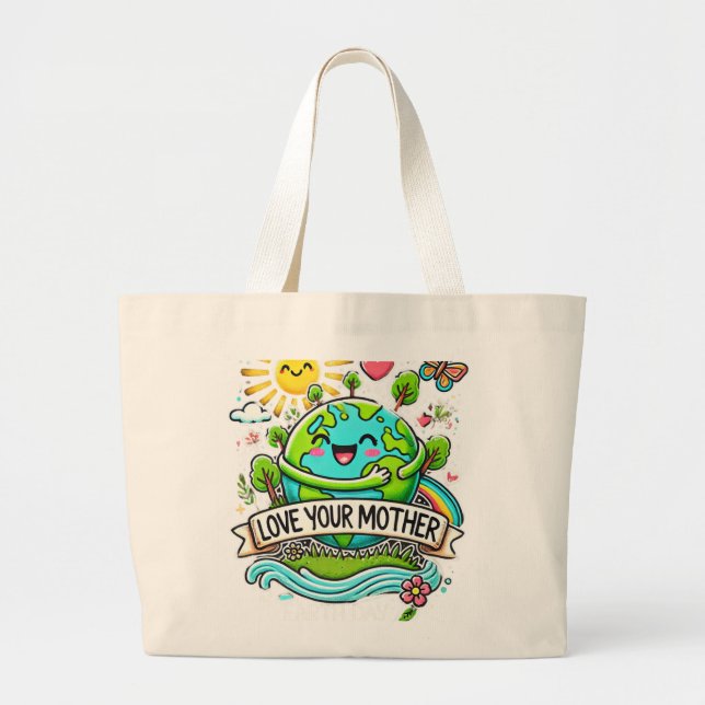 Grand Tote Bag Jour des terres tous les jours (Devant)