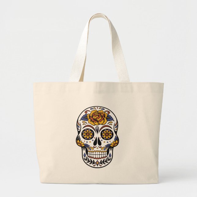 Grand Tote Bag jour du crâne mexicain des morts (Devant)