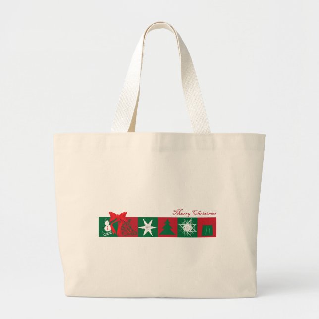 Grand Tote Bag Joyeuse illusion de Noël (Devant)