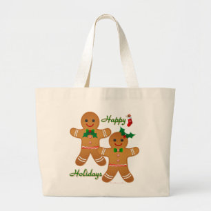 Grand Tote Bag Joyeuses vacances Gingerbread Homme garçon fille