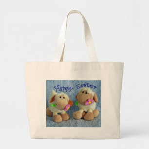 Grand Tote Bag Joyeux agneaux de Pâques