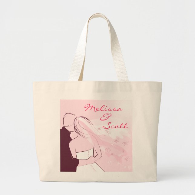 Grand Tote Bag Joyeux Couple Rose (Devant)