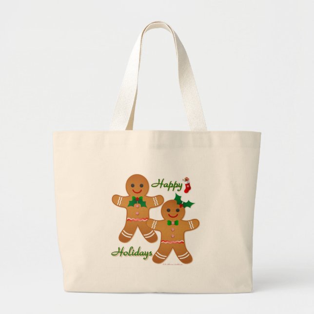 Grand Tote Bag Joyeux Gingerbread Homme Garçon Girl (Devant)