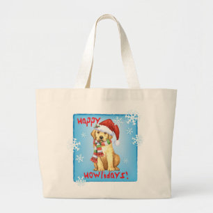 Grand Tote Bag Joyeux Howlidays Yellow Lab