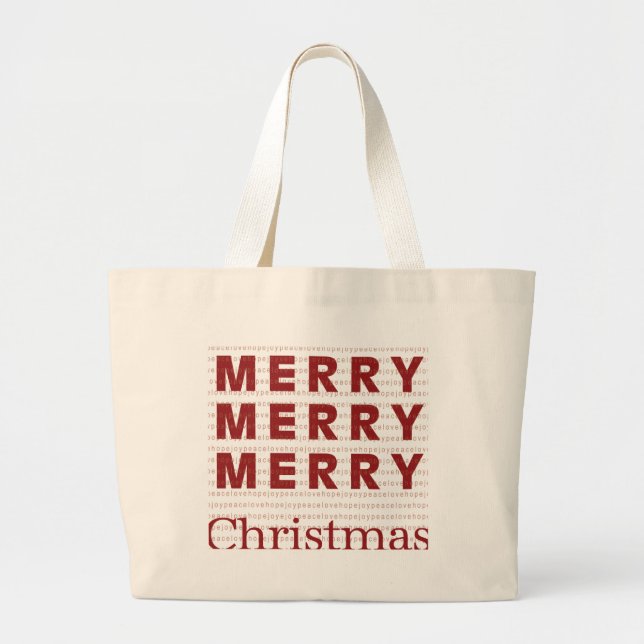 Grand Tote Bag Joyeux, Joyeux, Joyeux Noël (Devant)