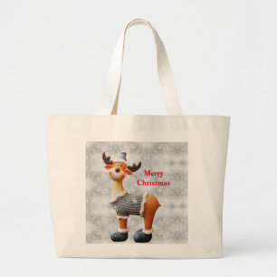 Grand Tote Bag Joyeux Noël orignal portant un chapeau
