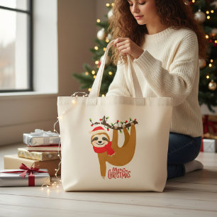 Grand Tote Bag Joyeux Noël Sloth Vacances