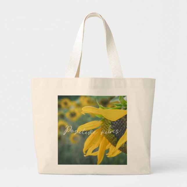Grand Tote Bag Joyeux tournesol rustique (Devant)