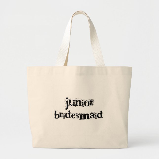 Grand Tote Bag Jr. Texte noir de demoiselle d'honneur (Devant)