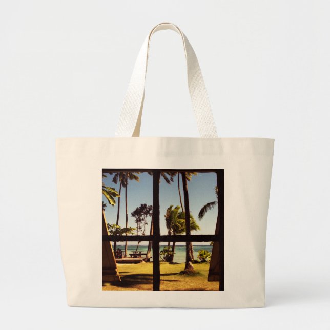 Grand Tote Bag Jtcna de la scène tropicale Fiji Beach (Devant)