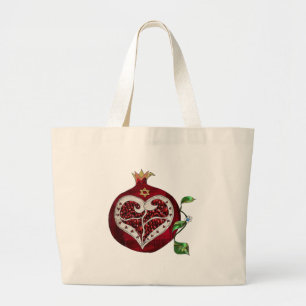 Grand Tote Bag Judaica Pomegranate Heart Hanoukka Rosh Hashanah