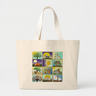 Grand Tote Bag Judaïque 12 Tribus D'Israël Panneaux D'Art