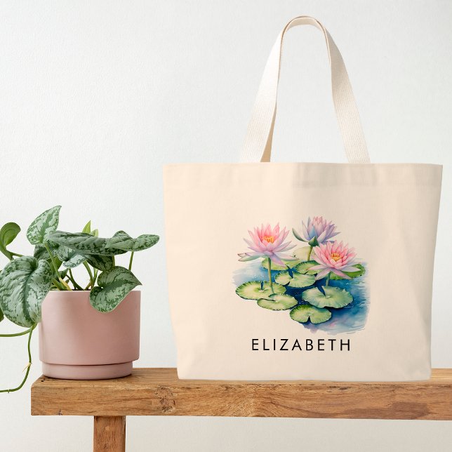 Grand Tote Bag Juillet Mois de naissance Fleur cadeau personnalis (Créateur téléchargé)
