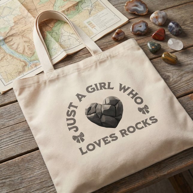 Grand Tote Bag Just a Girl Who Loves Rocks Geology Heart (Créateur téléchargé)