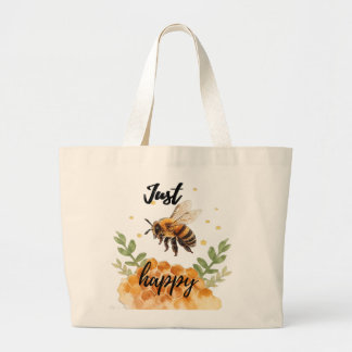 Grand Tote Bag Just Bee Happy - Aquarelle