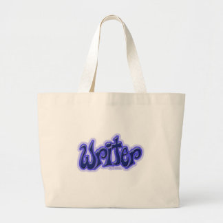 Grand Tote Bag Juste Un Écrivain Bleu Lettré Design