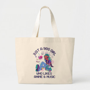 Grand Tote Bag Juste une fille des années 90 qui aime la musique