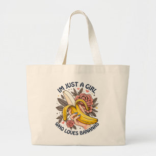 Grand Tote Bag Juste une fille qui aime les bananes 
