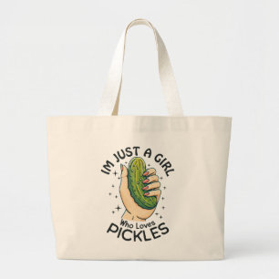 Grand Tote Bag Juste une fille qui aime les pickles - Vegan drôle