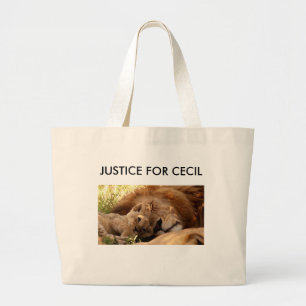 Grand Tote Bag Justice pour Cecil le lion avec son CUB