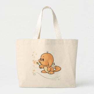 Grand Tote Bag Kacheek orange souhaitant sur un pissenlit