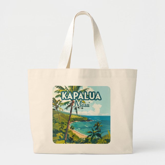 Grand Tote Bag Kapalua Maui Hawaii Bay Beach Vacances Rétro (Devant)
