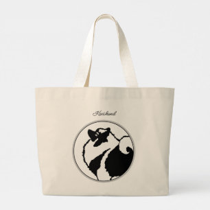 Grand Tote Bag Keeshond Graphic Outline mignonne Original Animal