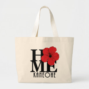 Grand Tote Bag Ketmie À LA MAISON de rouge de Kaneohe Hawaï