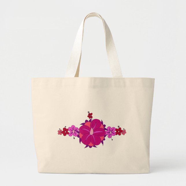 Grand Tote Bag Ketmie et copie roses de Honu (Devant)