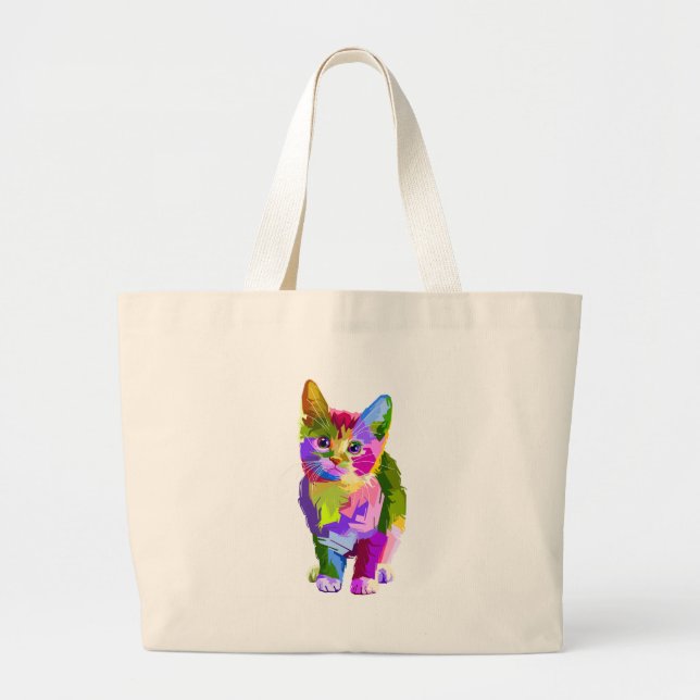 Grand Tote Bag Kitten Abstrait - Customisez votre propre (Devant)