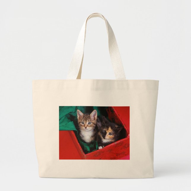 Grand Tote Bag Kittens de Noël (Devant)