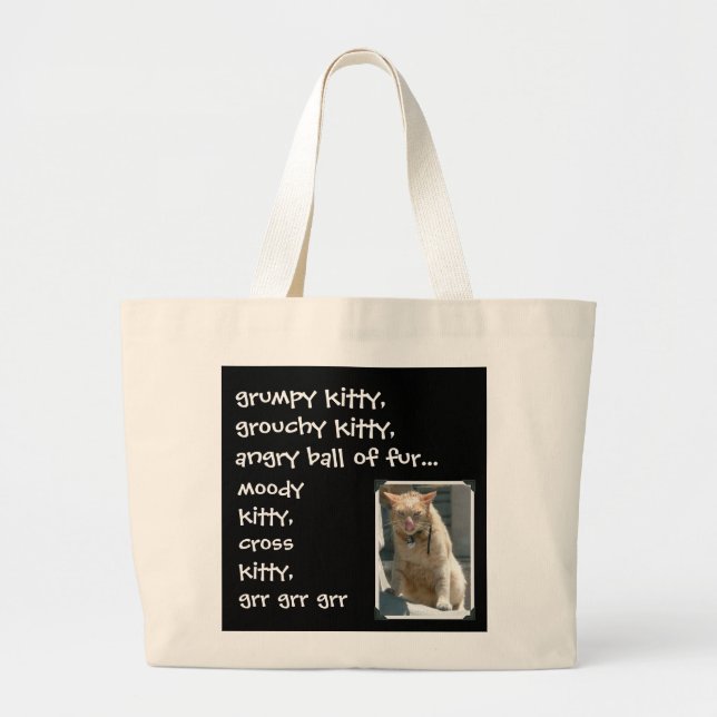 Grand Tote Bag Kitty grincheux, Kitty grognon, grr de grr de grr (Devant)