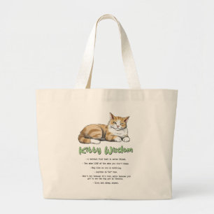 Grand Tote Bag Kitty Wisdom - Règles de chats amusantes avec un c