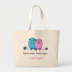 Grand Tote Bag Knit one Purl one. Fun mouton moelleux personnalis